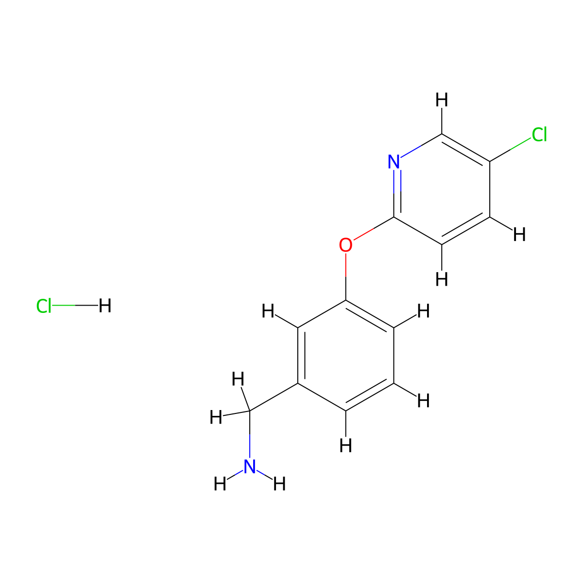 1-{3-[(5-Chloropyridin-2-yl)oxy]phenyl}methanamine hydrochloride molecular structure, CAS 2703780-80-5