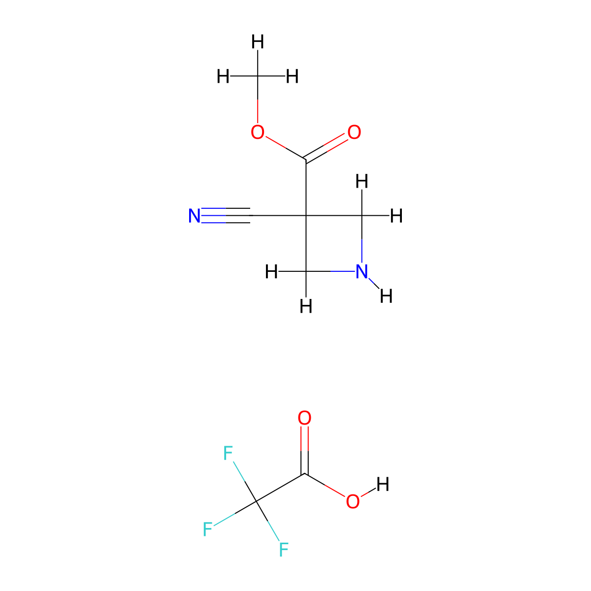 Methyl 3-cyanoazetidine-3-carboxylate, trifluoroacetic acid molecular structure, CAS 2703780-83-8