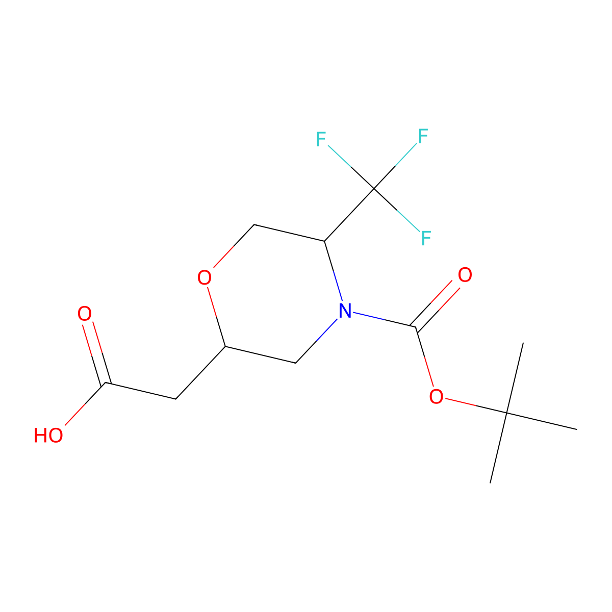 2-{4-[(Tert-butoxy)carbonyl]-5-(trifluoromethyl)morpholin-2-yl}acetic acid molecular structure, CAS 2703780-87-2