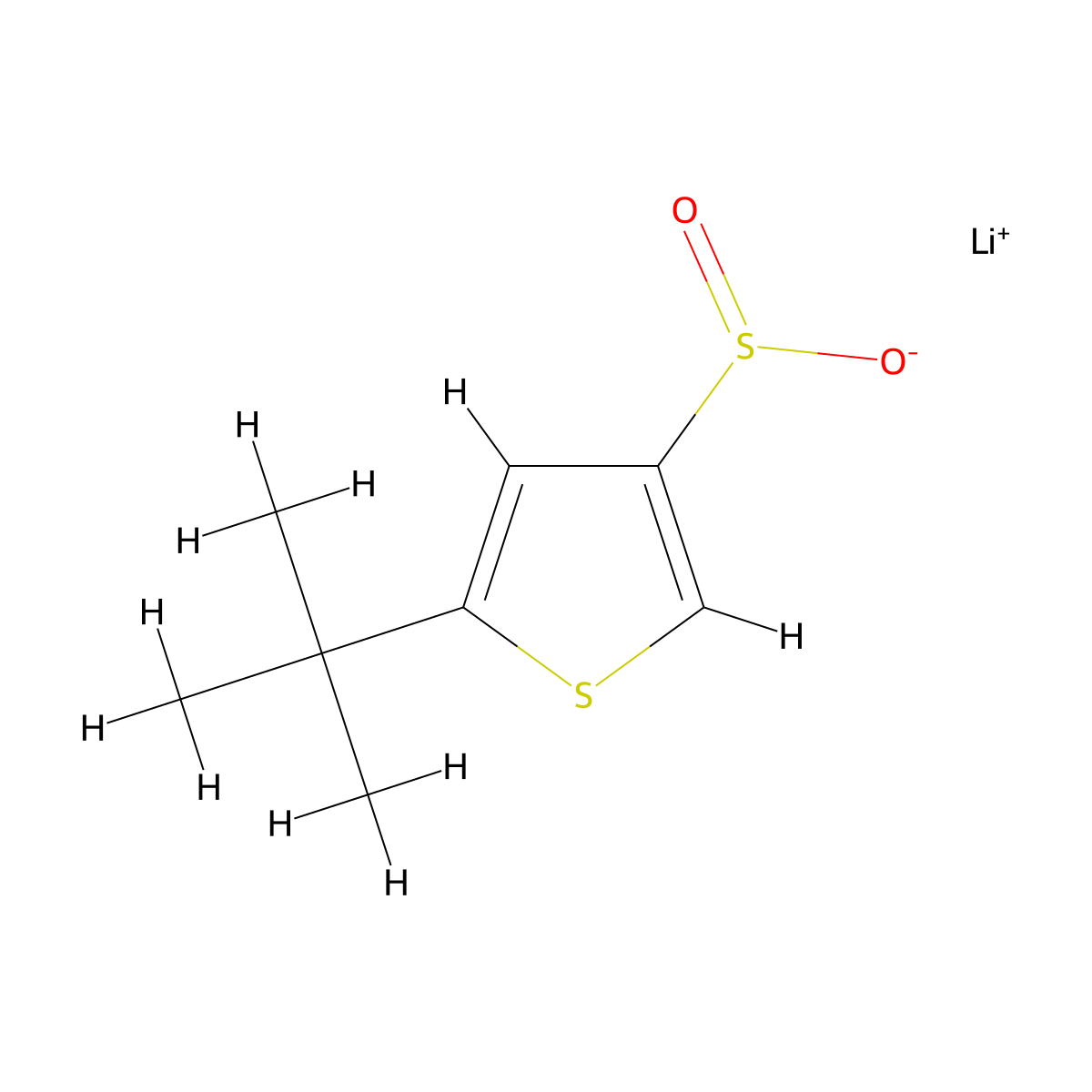 Lithium(1+) 5-tert-butylthiophene-3-sulfinate molecular structure, CAS 2703781-00-2
