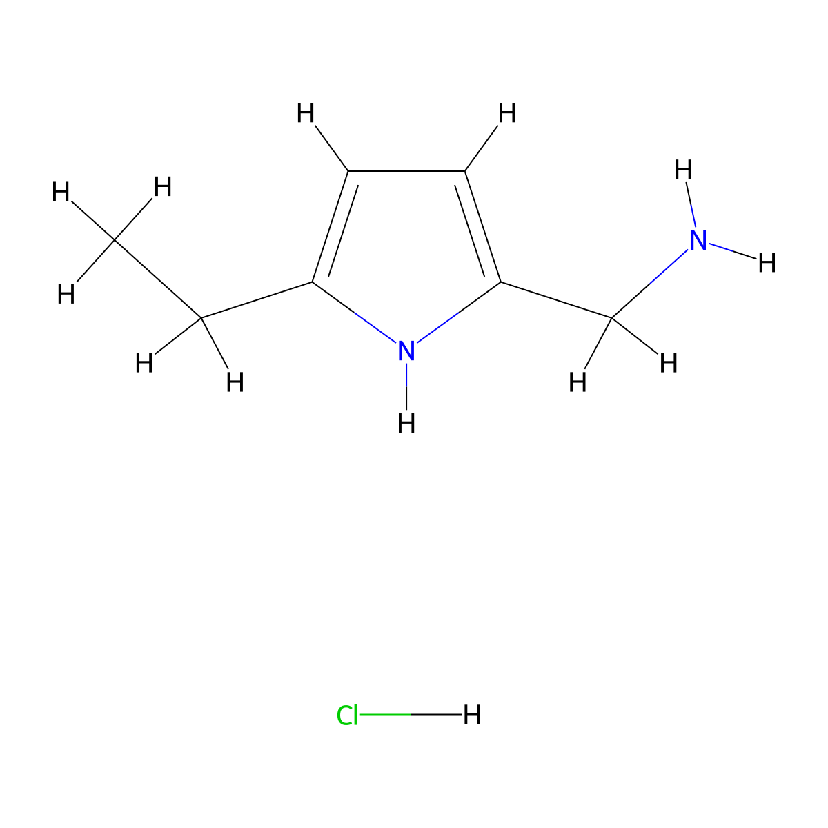 1-(5-ethyl-1H-pyrrol-2-yl)methanamine hydrochloride molecular structure, CAS 2703781-05-7