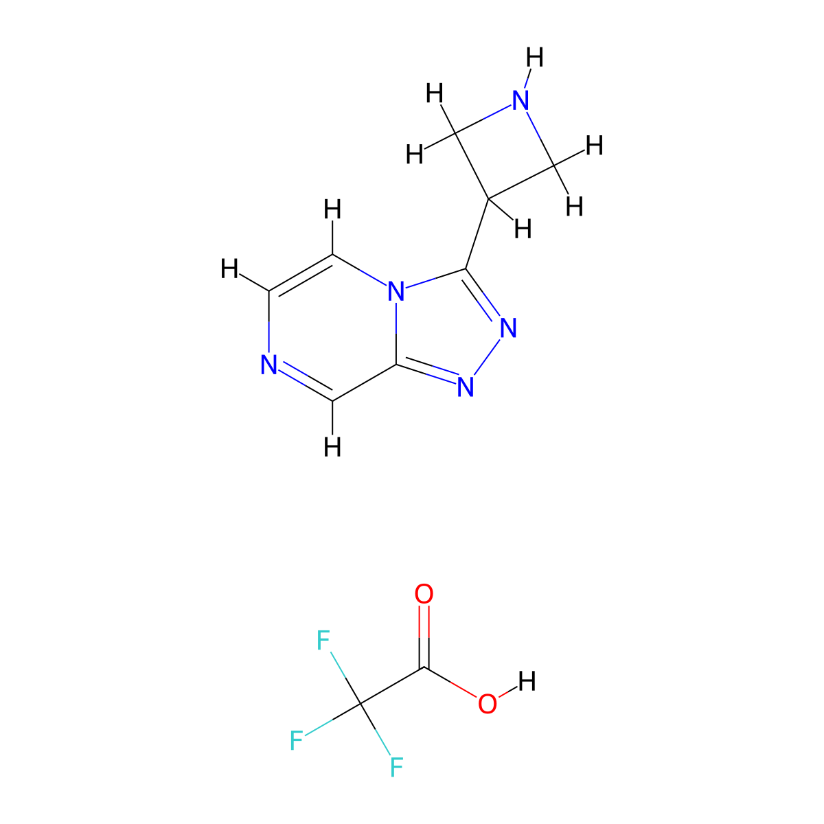 3-{[1,2,4]Triazolo[4,3-a]pyrazin-3-yl}azetidine, trifluoroacetic acid molecular structure, CAS 2703781-09-1