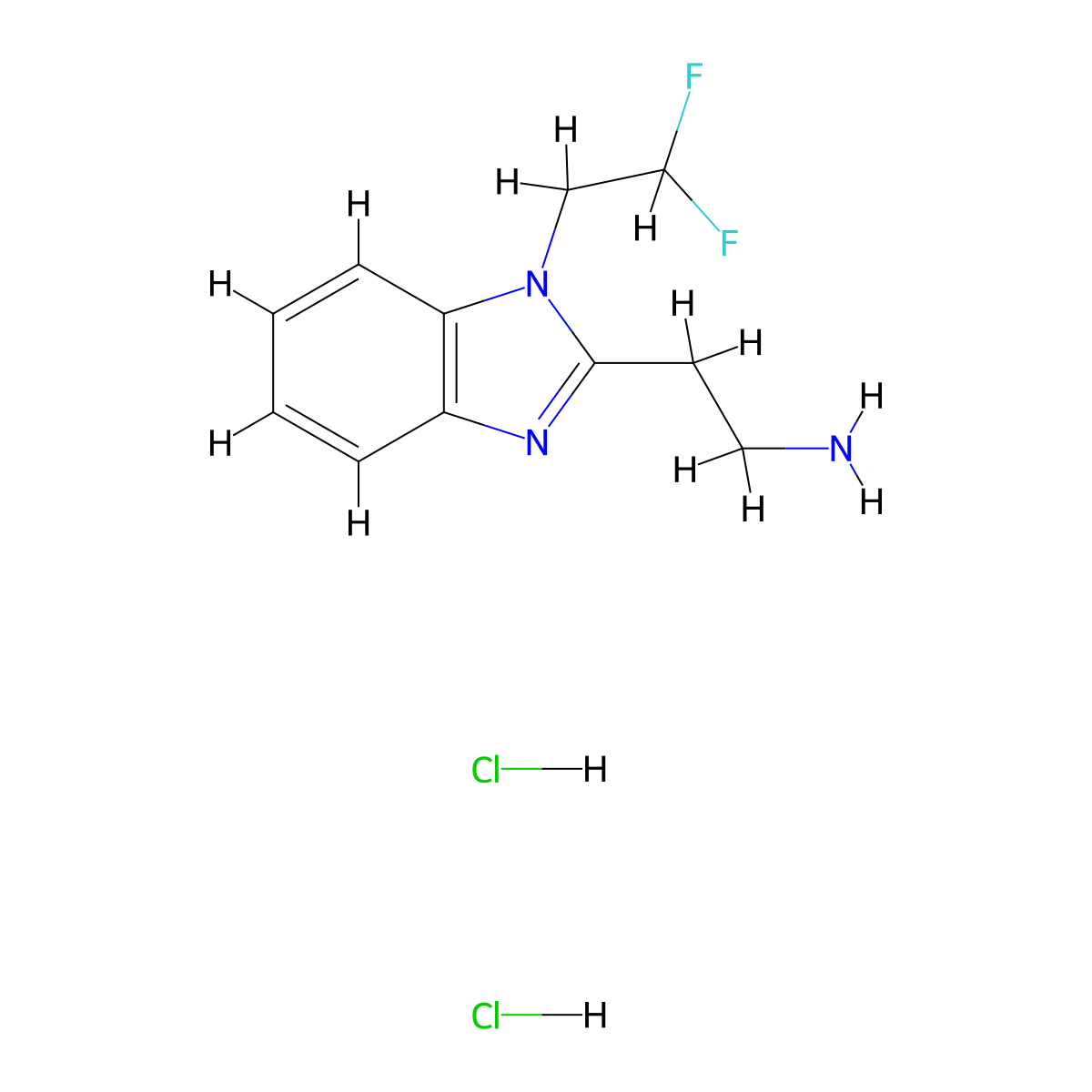 2-(1-(2,2-difluoroethyl)-1H-1,3-benzodiazol-2-yl)ethan-1-amine dihydrochloride molecular structure, CAS 2703781-15-9