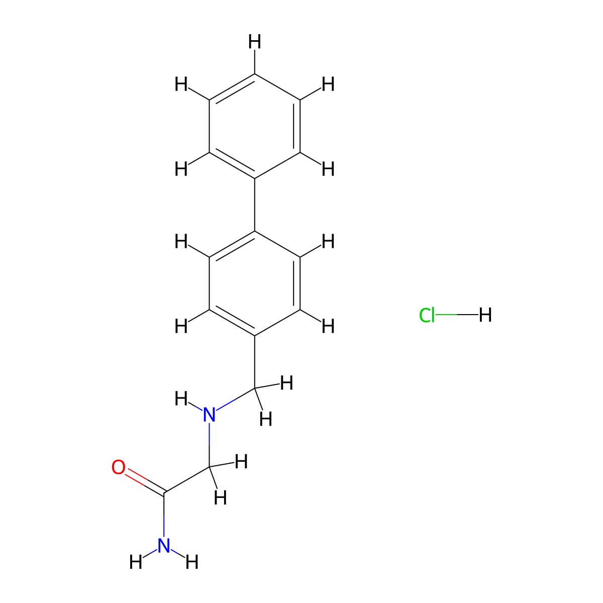 2-[({[1,1'-Biphenyl]-4-yl}methyl)amino]acetamide hydrochloride molecular structure, CAS 2703781-16-0