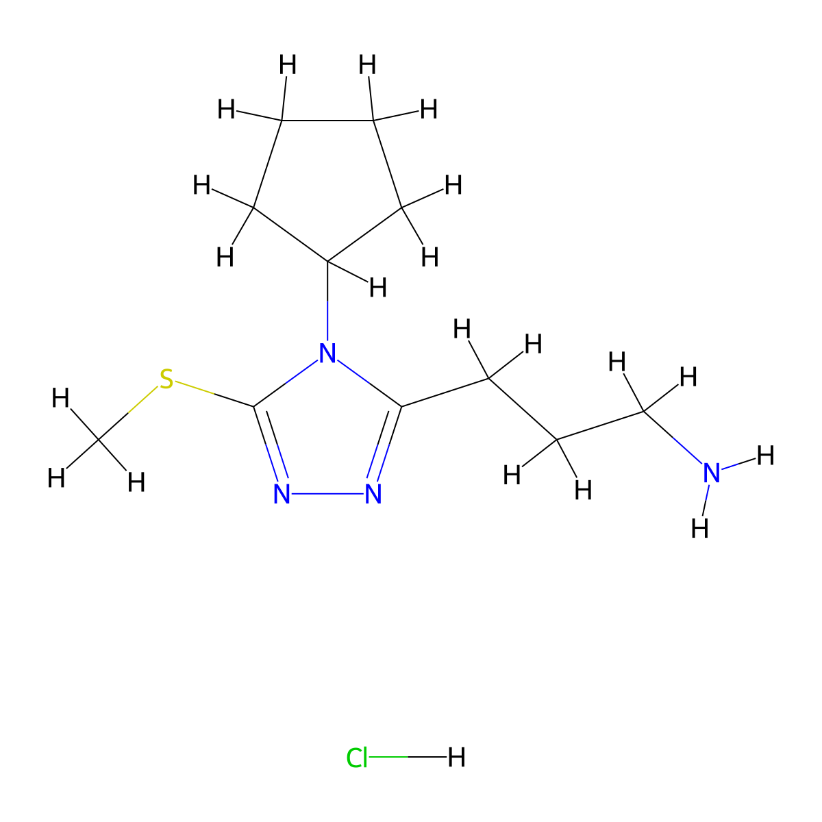 3-[4-cyclopentyl-5-(methylsulfanyl)-4H-1,2,4-triazol-3-yl]propan-1-amine hydrochloride molecular structure, CAS 2703781-17-1