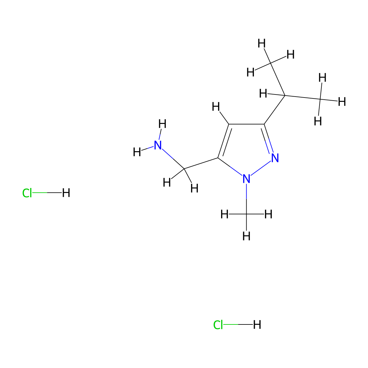 1-[1-methyl-3-(propan-2-yl)-1H-pyrazol-5-yl]methanamine dihydrochloride molecular structure, CAS 2703781-19-3