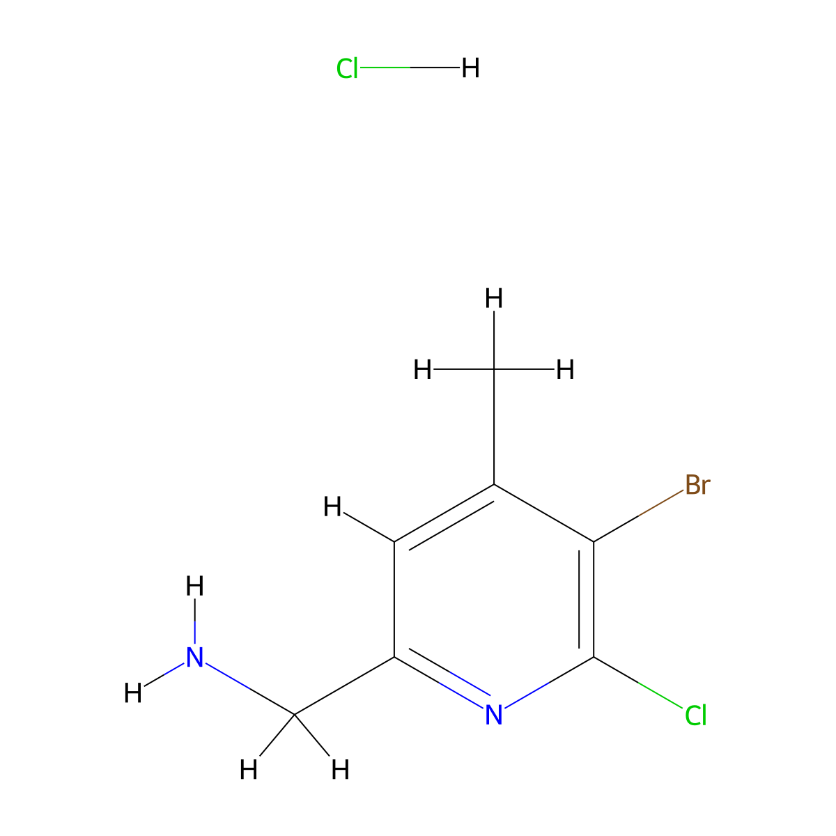1-(5-Bromo-6-chloro-4-methylpyridin-2-yl)methanamine hydrochloride molecular structure, CAS 2703781-20-6