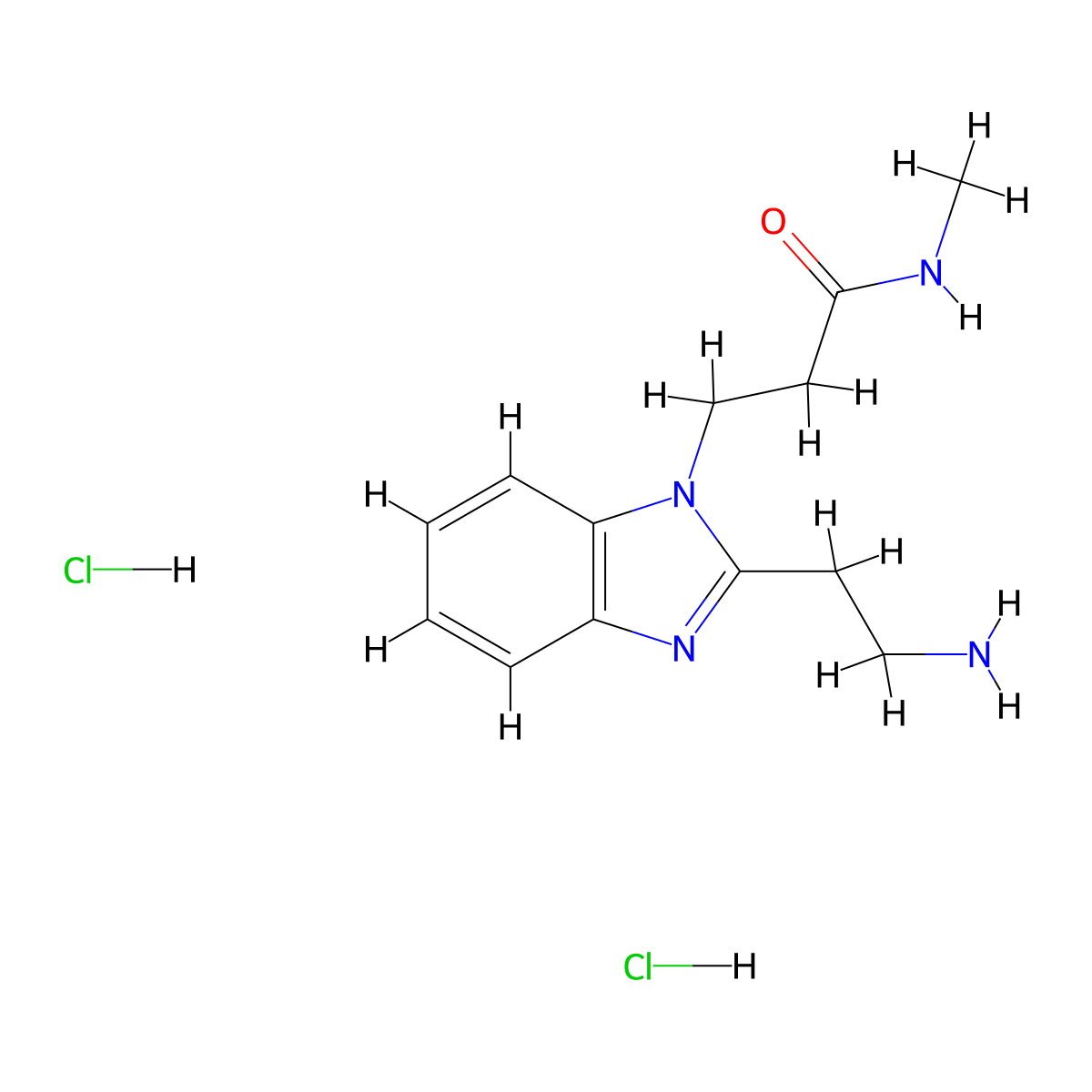 3-(2-(2-aminoethyl)-1H-1,3-benzodiazol-1-yl)-N-methylpropanamide dihydrochloride molecular structure, CAS 2703781-24-0