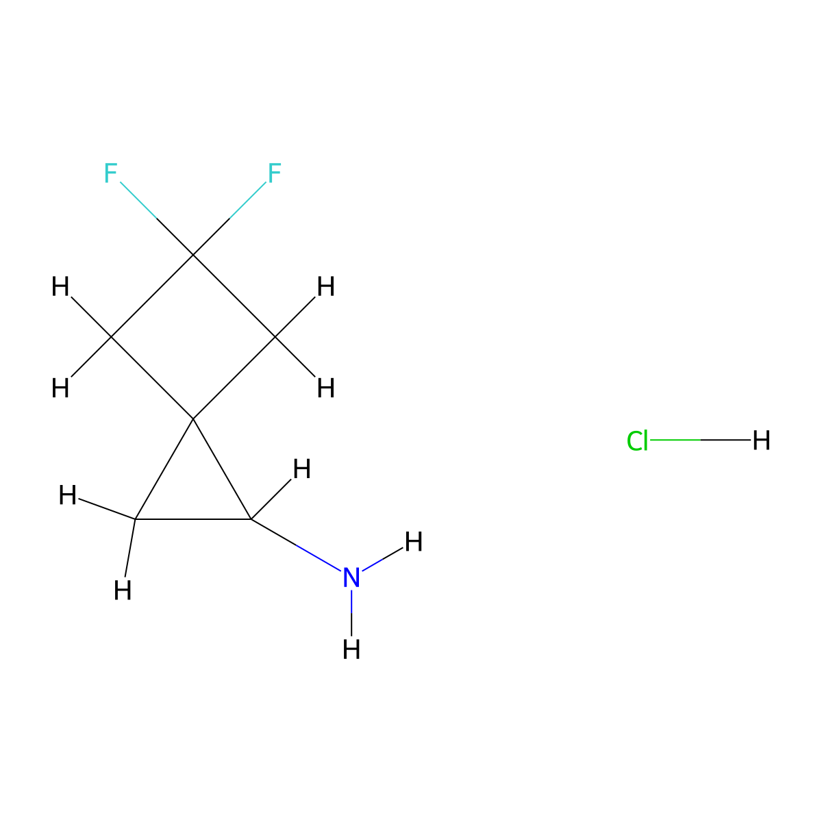5,5-Difluorospiro(2.3)hexan-1-amine hydrochloride molecular structure, CAS 2703781-29-5