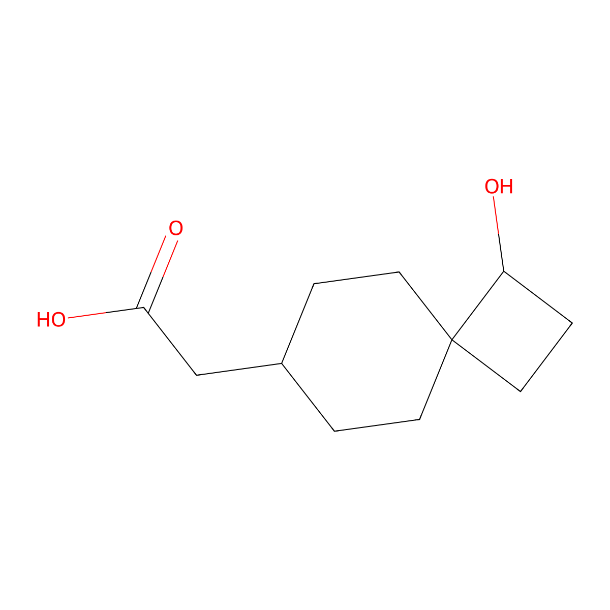 2-{1-hydroxyspiro[3.5]nonan-7-yl}acetic acid, Mixture of diastereomers molecular structure, CAS 2703781-32-0