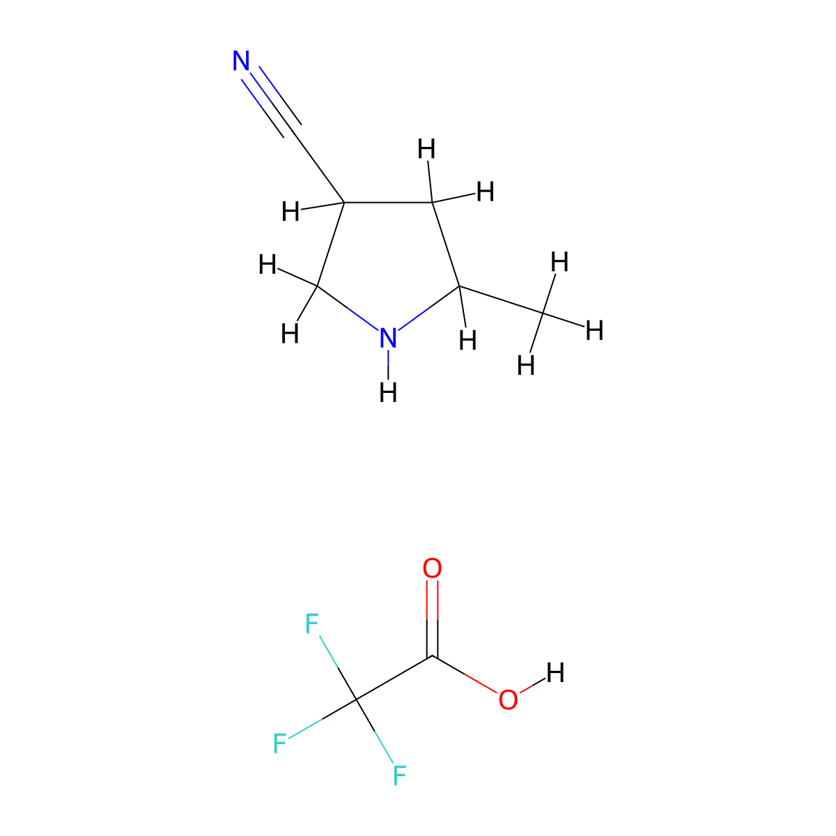5-Methylpyrrolidine-3-carbonitrile; trifluoroacetic acid molecular structure, CAS 2703781-34-2
