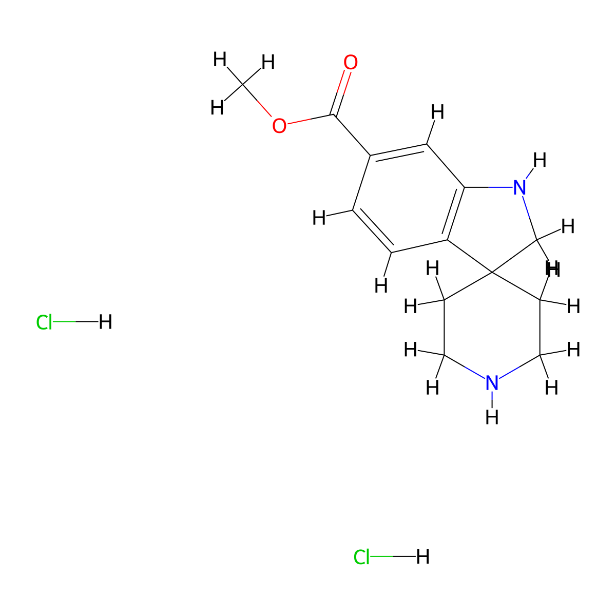 Methyl 1,2-dihydrospiro[indole-3,4'-piperidine]-6-carboxylate dihydrochloride molecular structure, CAS 2703781-54-6