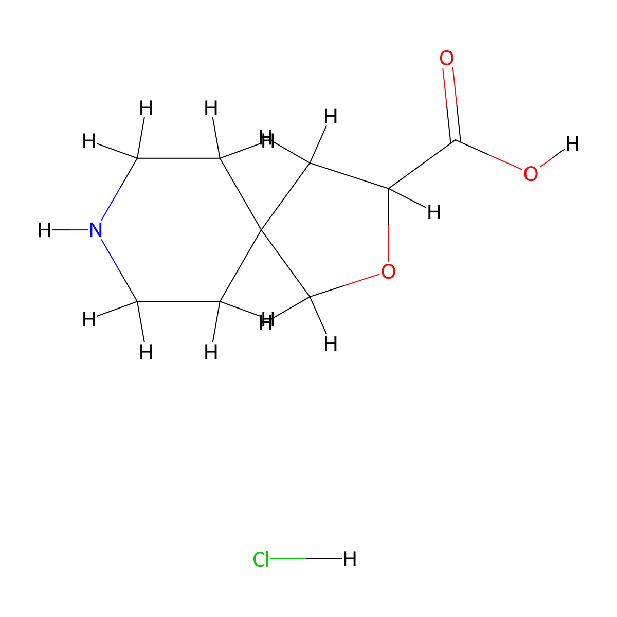 2-Oxa-8-azaspiro(4.5)decane-3-carboxylic acid hydrochloride molecular structure, CAS 2703781-56-8