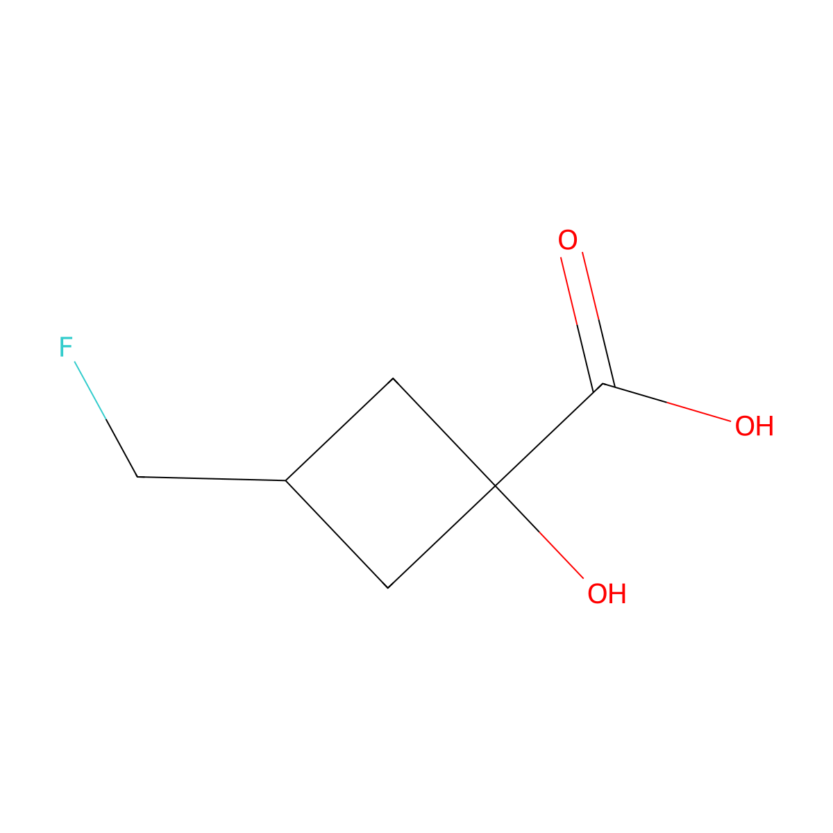 3-(Fluoromethyl)-1-hydroxycyclobutane-1-carboxylic acid molecular structure, CAS 2703781-58-0