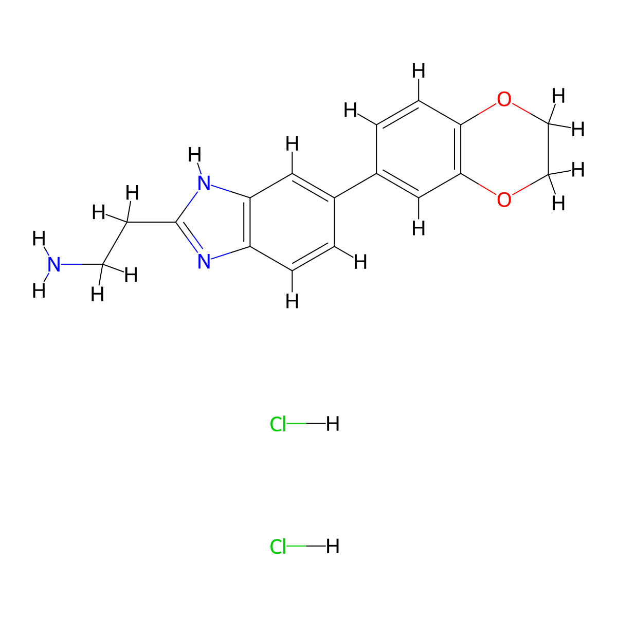 2-[5-(2,3-dihydro-1,4-benzodioxin-6-yl)-1H-1,3-benzodiazol-2-yl]ethan-1-amine dihydrochloride molecular structure, CAS 2703781-64-8