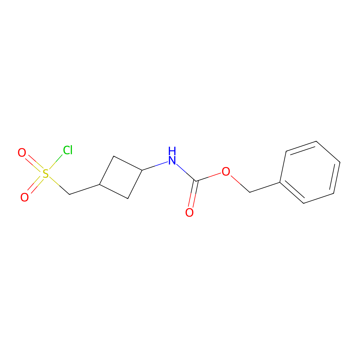 benzylN-{3-[(chlorosulfonyl)methyl]cyclobutyl}carbamate,Mixtureofdiastereomers molecular structure, CAS 2703781-70-6