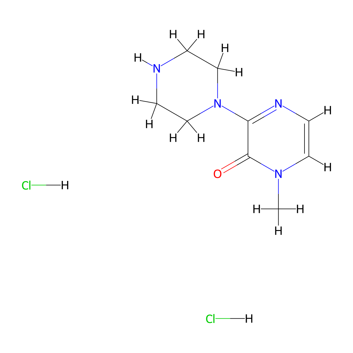 1-Methyl-3-(piperazin-1-yl)-1,2-dihydropyrazin-2-one dihydrochloride molecular structure, CAS 2703781-75-1