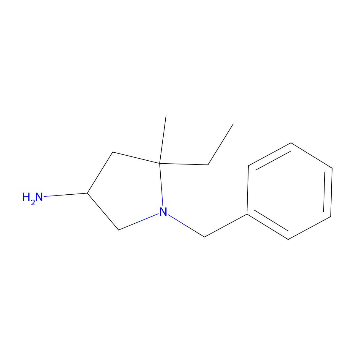 1-Benzyl-5-ethyl-5-methylpyrrolidin-3-amine molecular structure, CAS 2703781-82-0