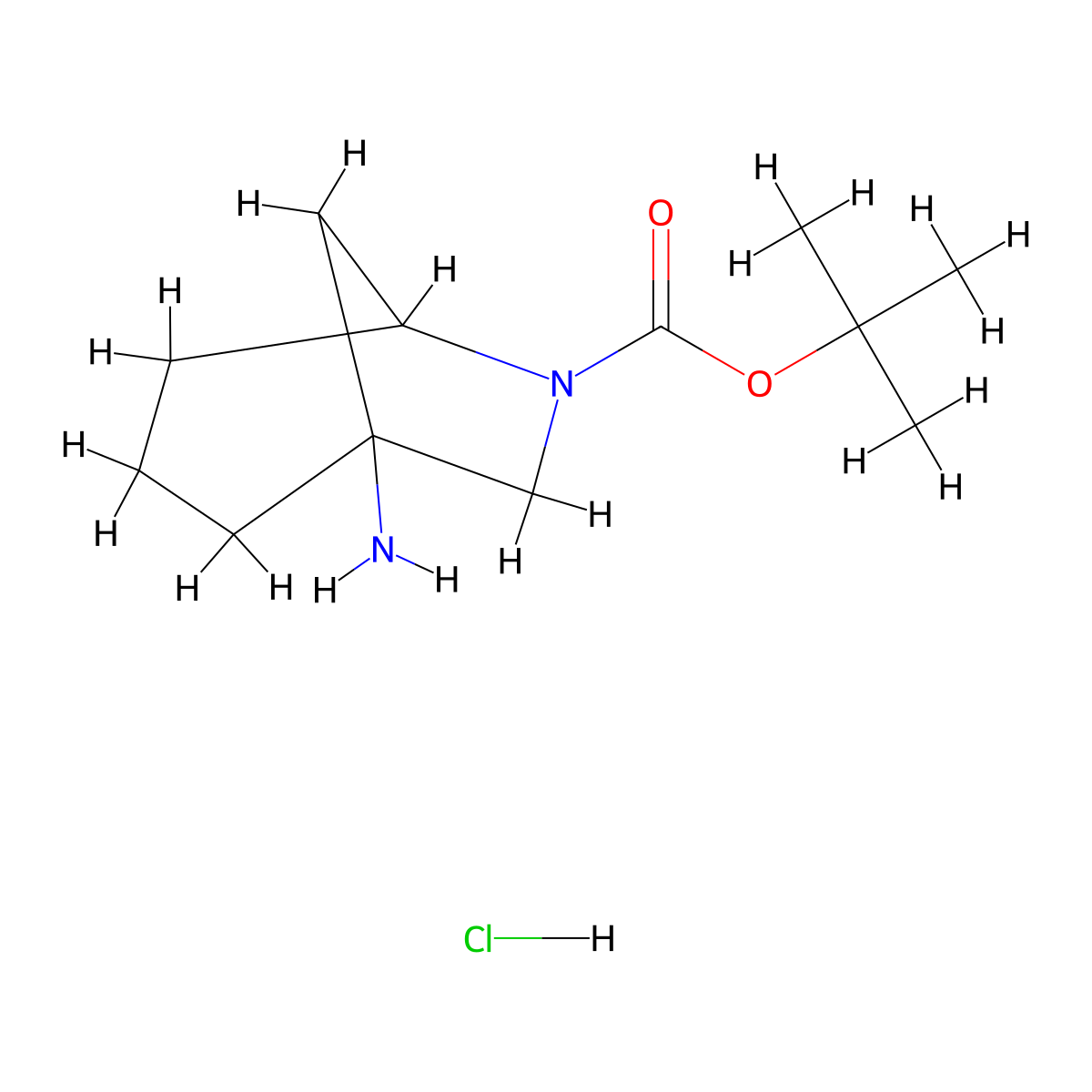 Tert-butyl 1-amino-6-azabicyclo[3.2.1]octane-6-carboxylate hydrochloride molecular structure, CAS 2703781-83-1