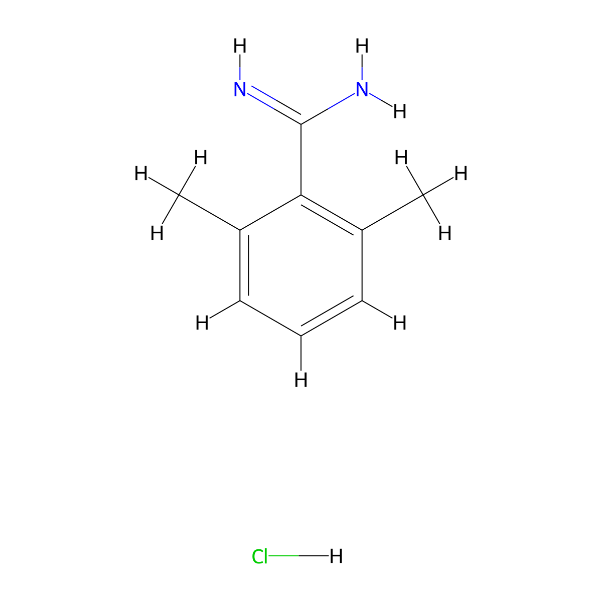 2,6-Dimethylbenzene-1-carboximidamide hydrochloride molecular structure, CAS 2703781-93-3