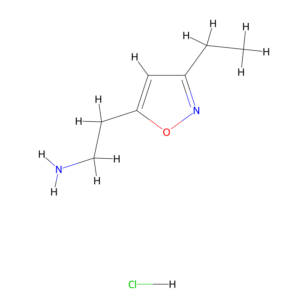 2-(3-Ethyl-1,2-oxazol-5-yl)ethan-1-amine hydrochloride molecular structure, CAS 2703781-94-4