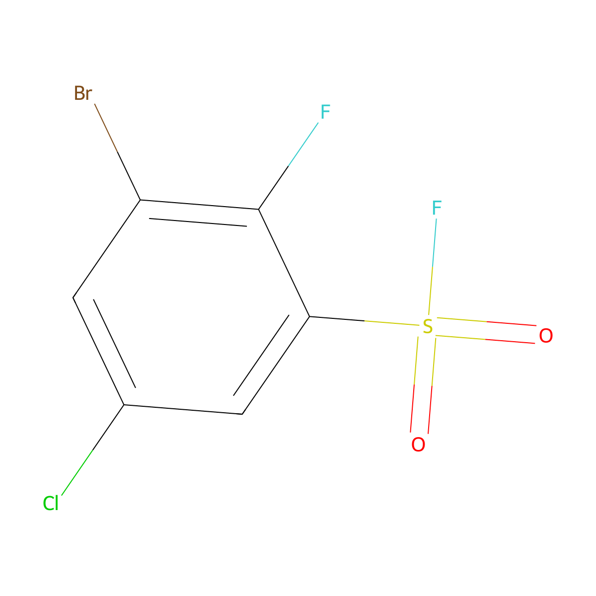3-Bromo-5-chloro-2-fluorobenzene-1-sulfonyl fluoride molecular structure, CAS 2703782-06-1