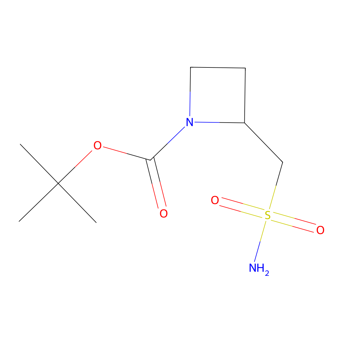 Tert-butyl 2-(sulfamoylmethyl)azetidine-1-carboxylate molecular structure, CAS 2703782-11-8