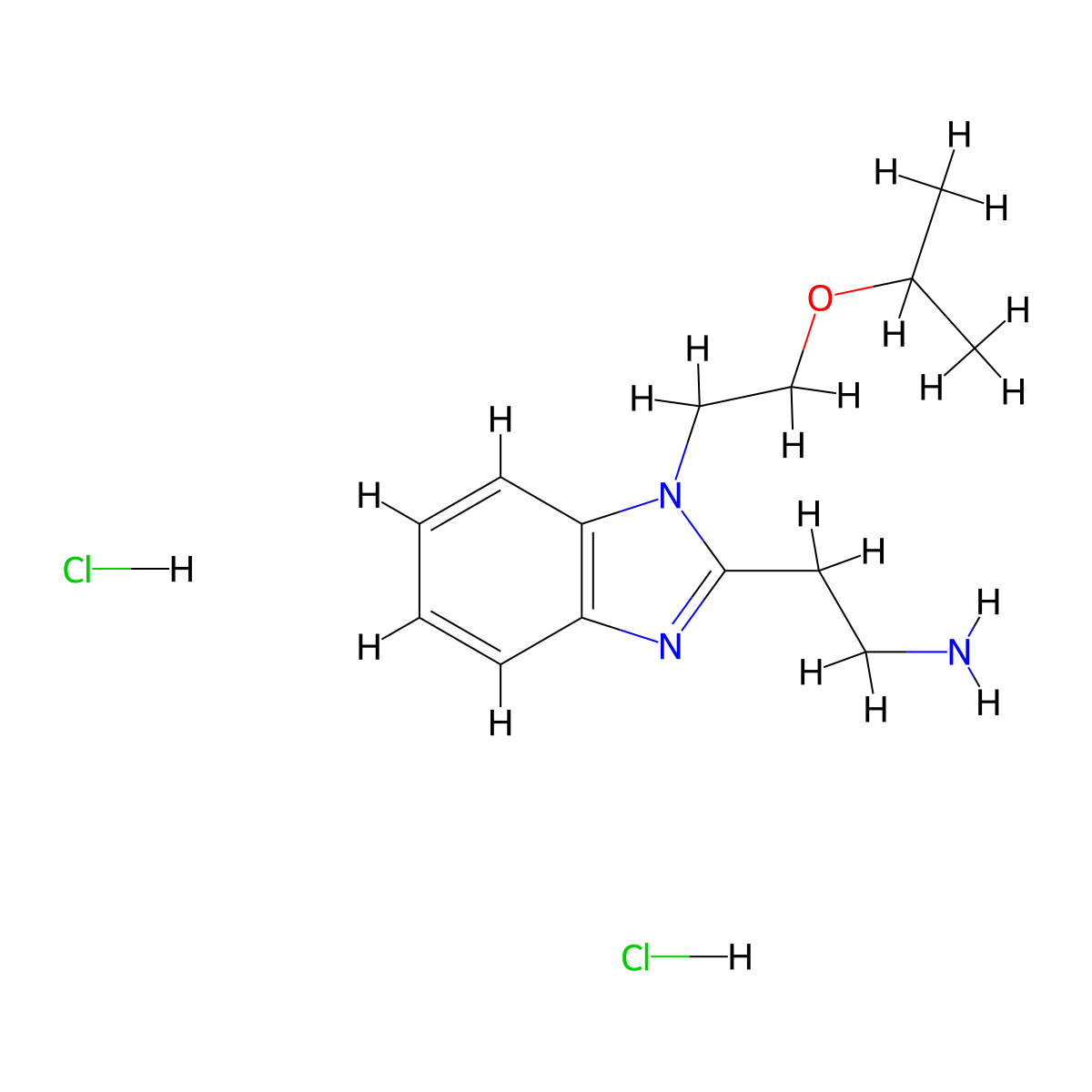 2-{1-[2-(propan-2-yloxy)ethyl]-1H-1,3-benzodiazol-2-yl}ethan-1-amine dihydrochloride molecular structure, CAS 2703782-21-0