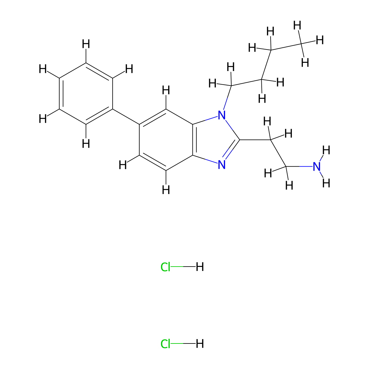 2-(1-butyl-6-phenyl-1H-1,3-benzodiazol-2-yl)ethan-1-amine dihydrochloride molecular structure, CAS 2703782-22-1