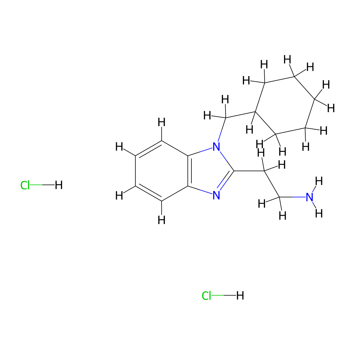 2-(1-(cyclohexylmethyl)-1H-1,3-benzodiazol-2-yl)ethan-1-amine dihydrochloride molecular structure, CAS 2703782-23-2