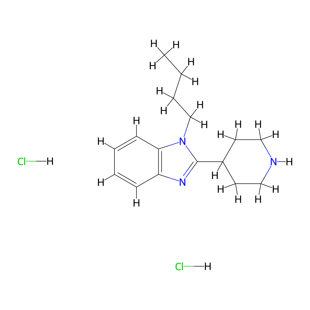1-butyl-2-(piperidin-4-yl)-1H-1,3-benzodiazole dihydrochloride molecular structure, CAS 2703782-26-5