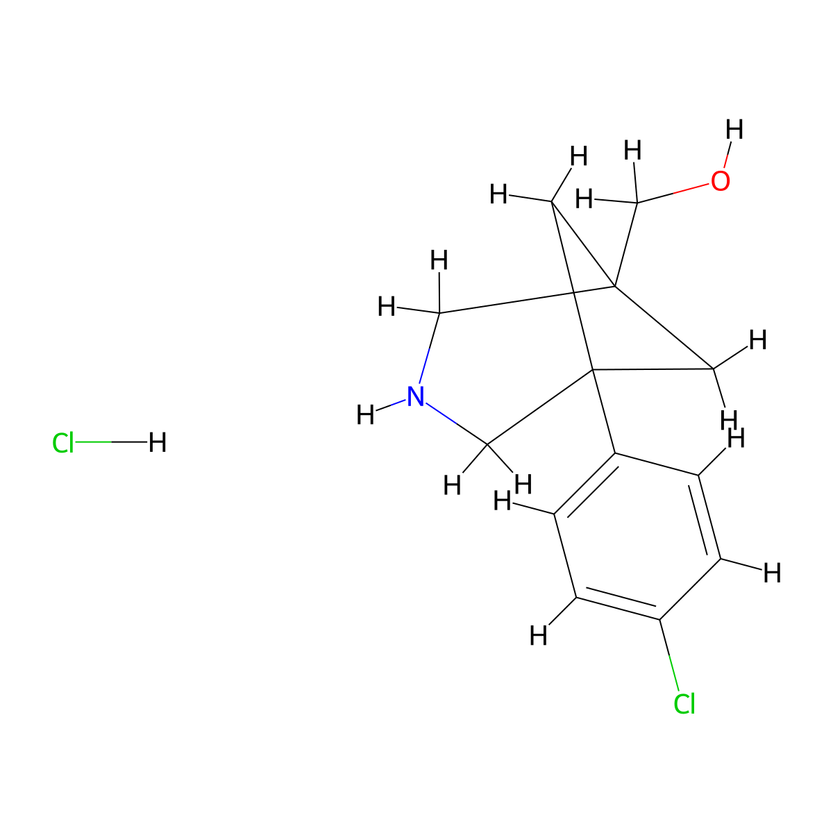 (5-(4-Chlorophenyl)-3-azabicyclo(3.1.1)heptan-1-yl)methanol hydrochloride molecular structure, CAS 2703782-29-8