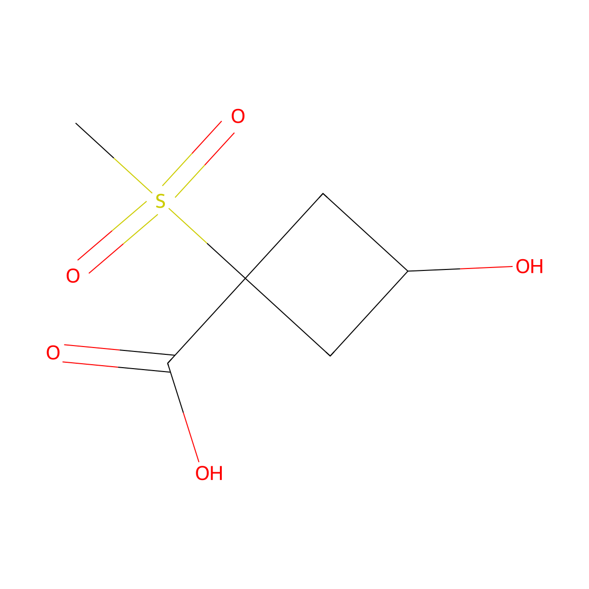 Rac-(1s,3s)-3-hydroxy-1-methanesulfonylcyclobutane-1-carboxylic acid molecular structure, CAS 2703782-30-1