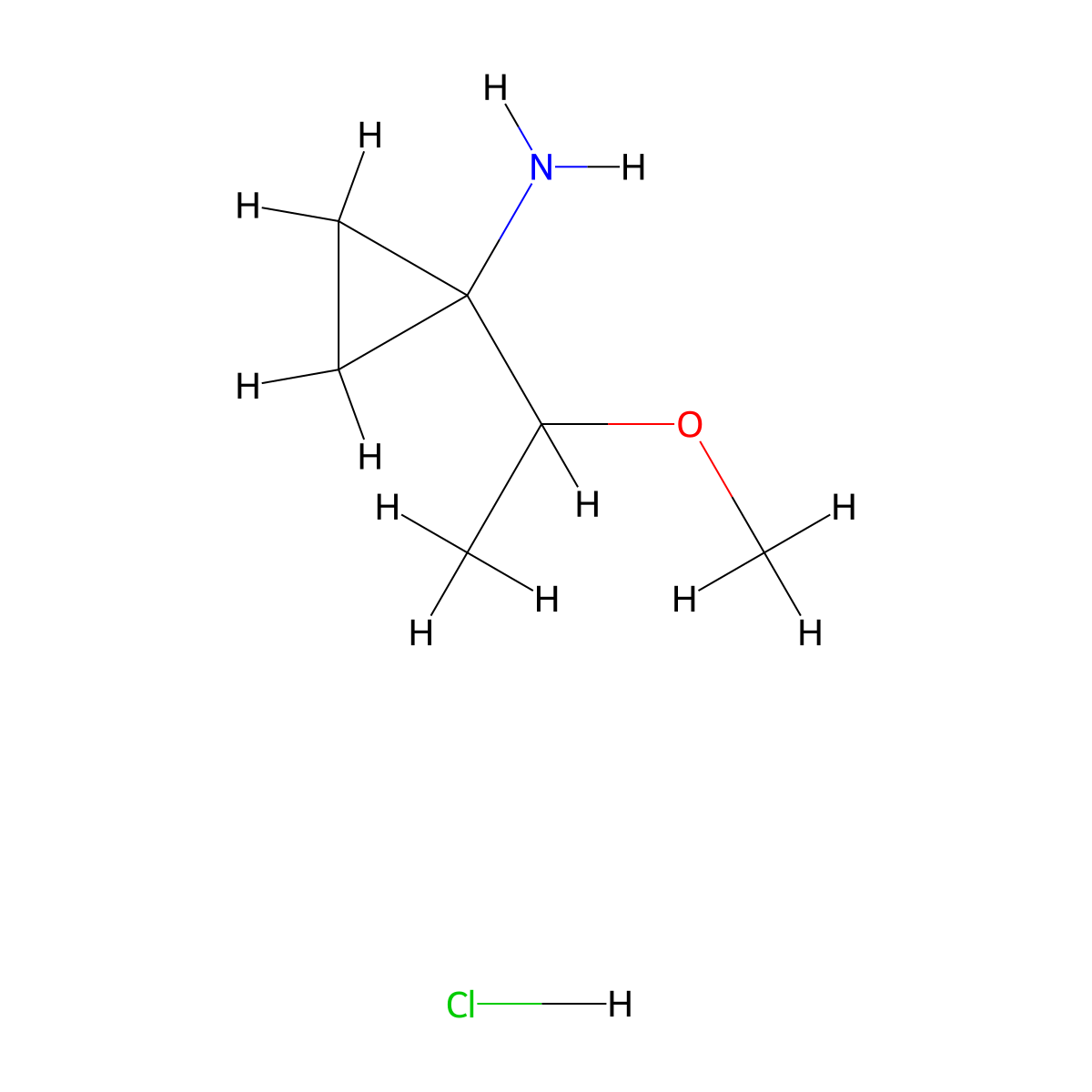 1-(1-Methoxyethyl)cyclopropan-1-amine hydrochloride molecular structure, CAS 2703782-34-5