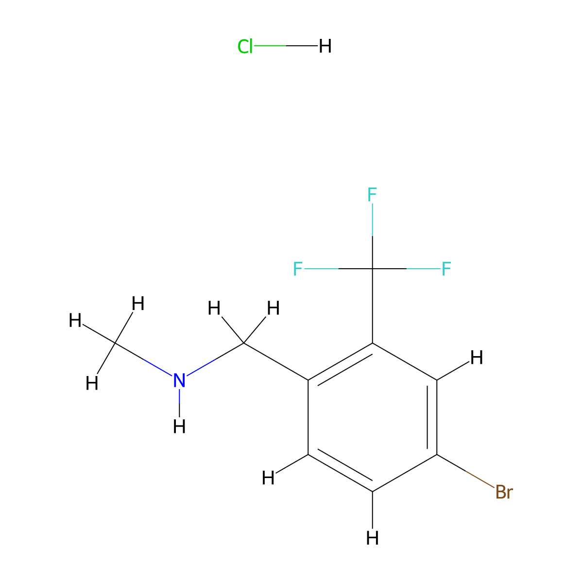 {[4-Bromo-2-(trifluoromethyl)phenyl]methyl}(methyl)amine hydrochloride molecular structure, CAS 2703782-37-8