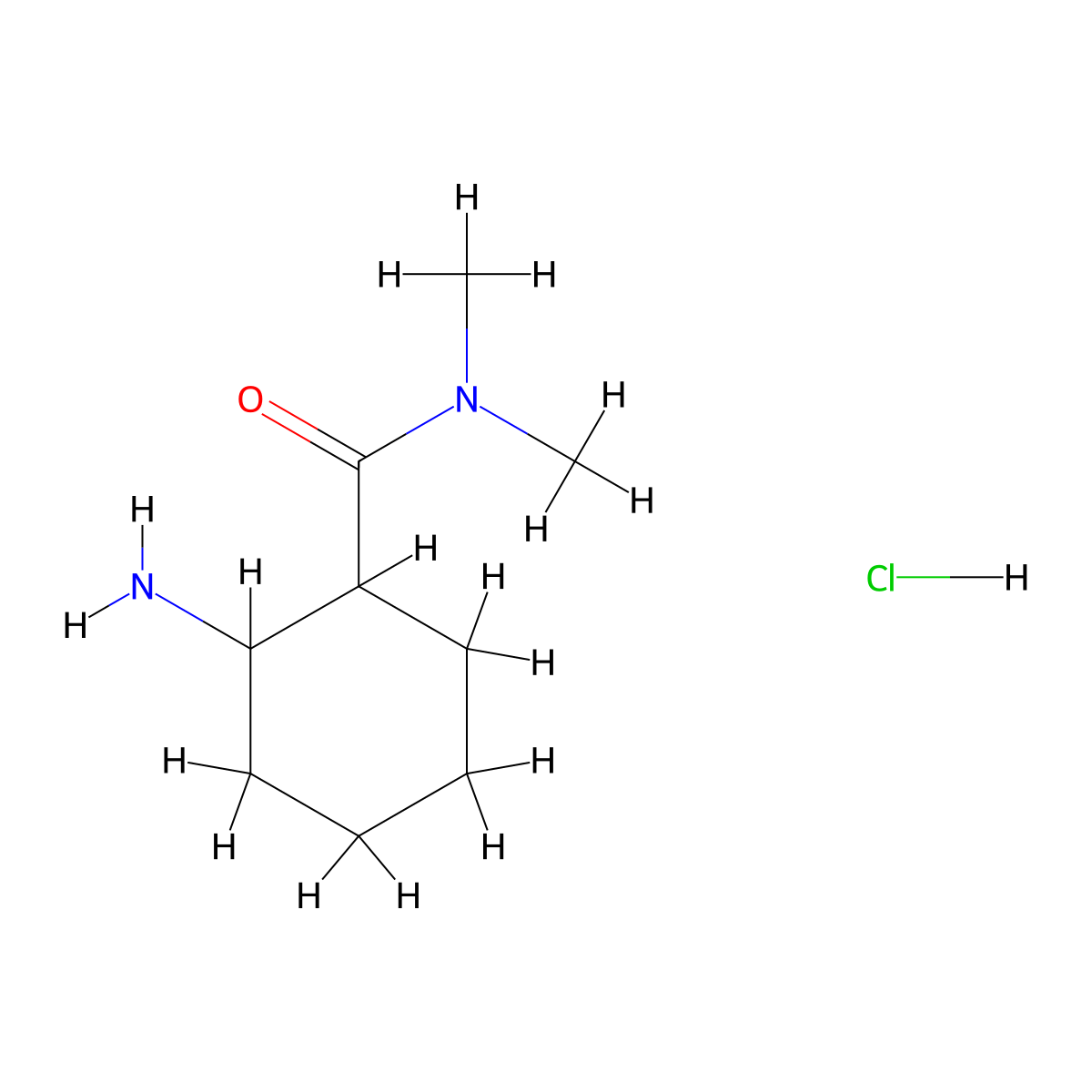 2-amino-N,N-dimethylcyclohexane-1-carboxamide hydrochloride molecular structure, CAS 2703782-41-4