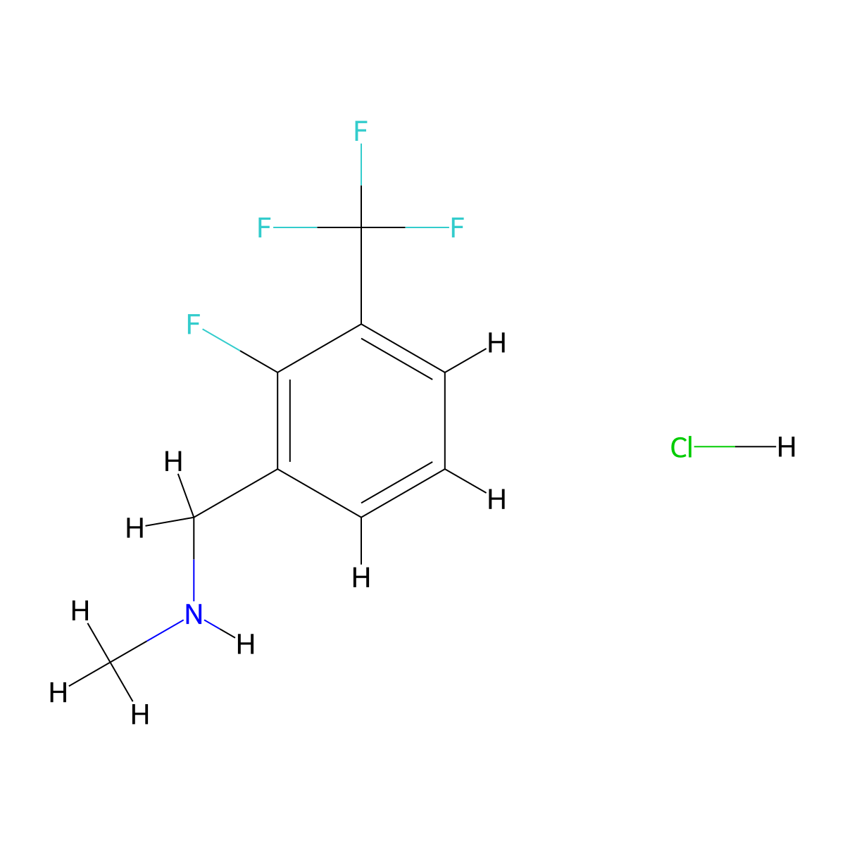 {[2-Fluoro-3-(trifluoromethyl)phenyl]methyl}(methyl)amine hydrochloride molecular structure, CAS 2703782-45-8