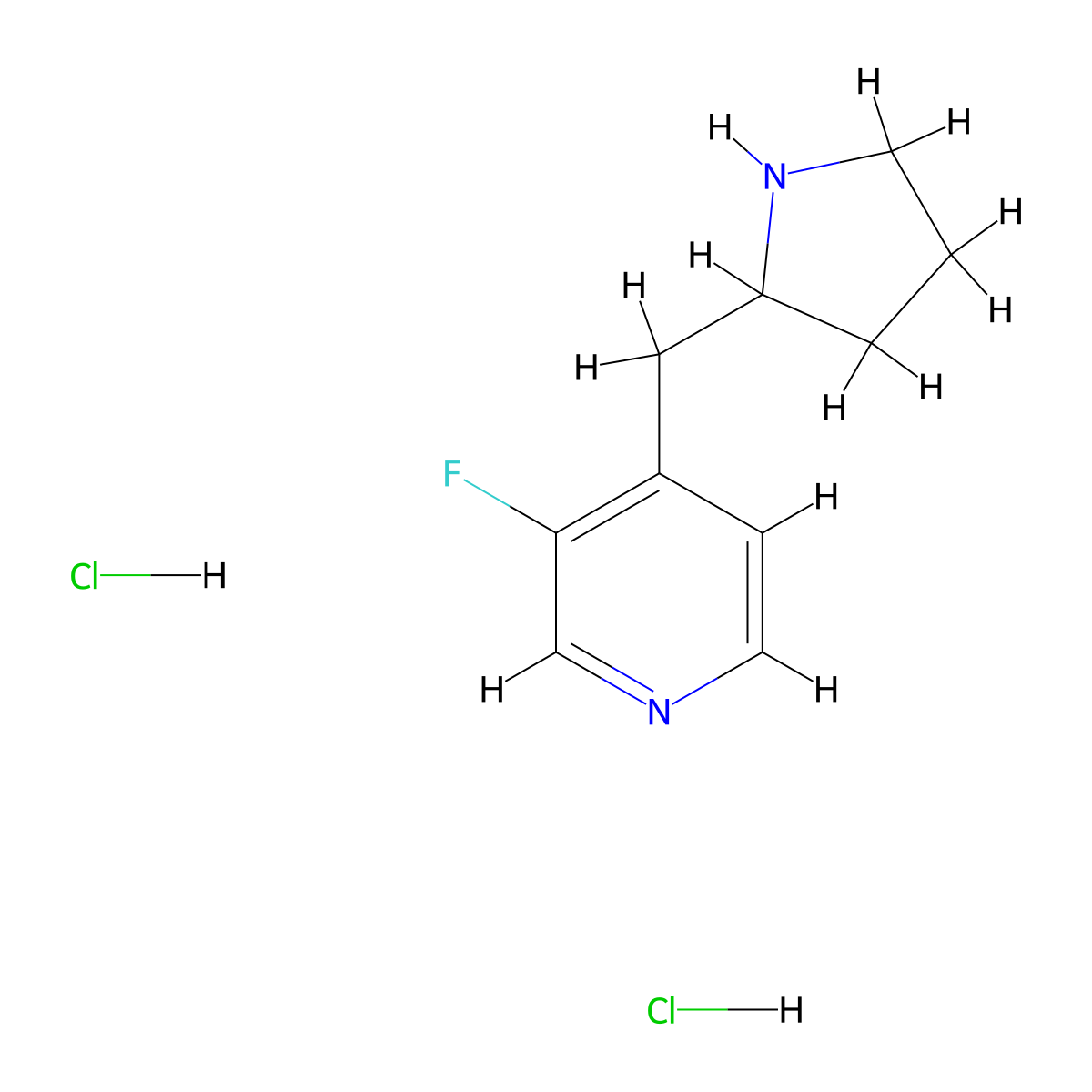 3-Fluoro-4-[(pyrrolidin-2-yl)methyl]pyridine dihydrochloride molecular structure, CAS 2703782-52-7