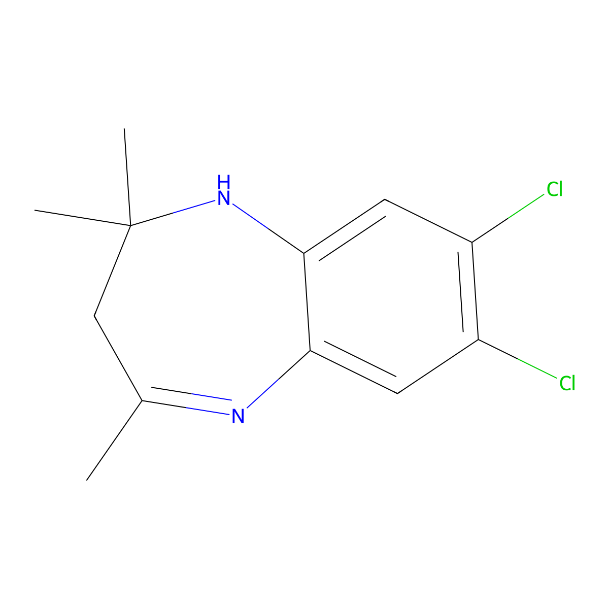 1H-1,5-Benzodiazepine, 7,8-dichloro-2,3-dihydro-2,2,4-trimethyl- molecular structure, CAS 27038-74-0