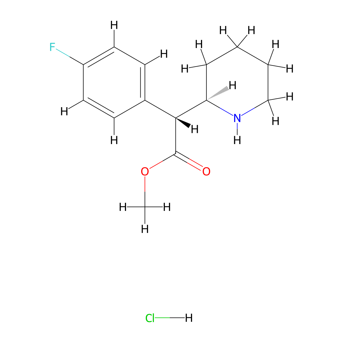 (alphaR,2R)-rel-alpha-(4-fluorophenyl)-2-piperidineaceticacid,methylester,monohydrochloride molecular structure, CAS 2703832-68-0
