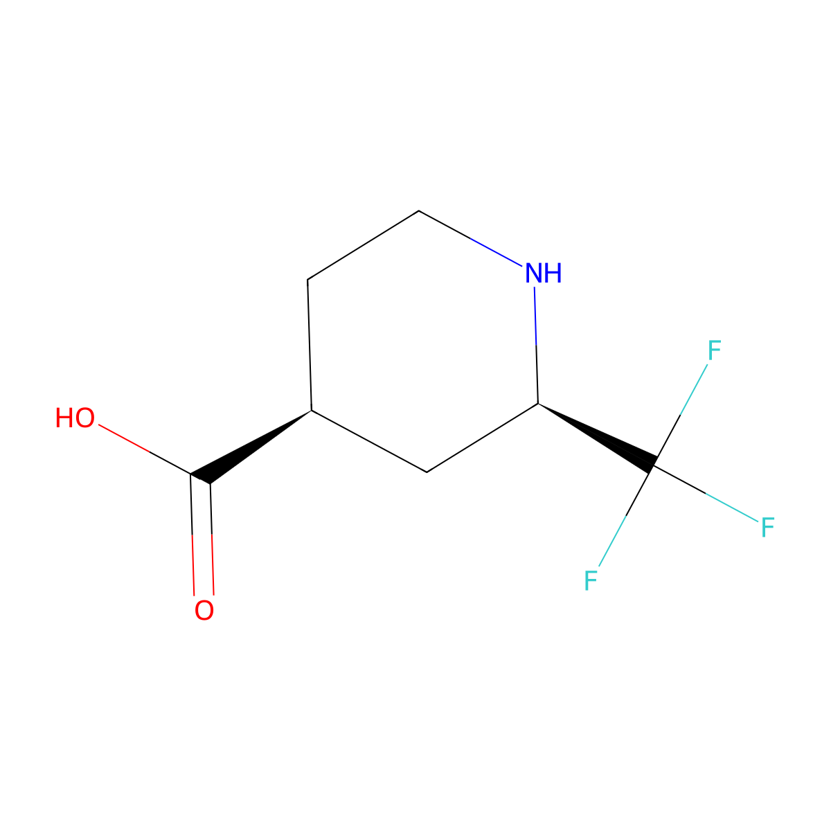 rac-(2R,4S)-2-(trifluoromethyl)piperidine-4-carboxylic acid molecular structure, CAS 2703855-38-1