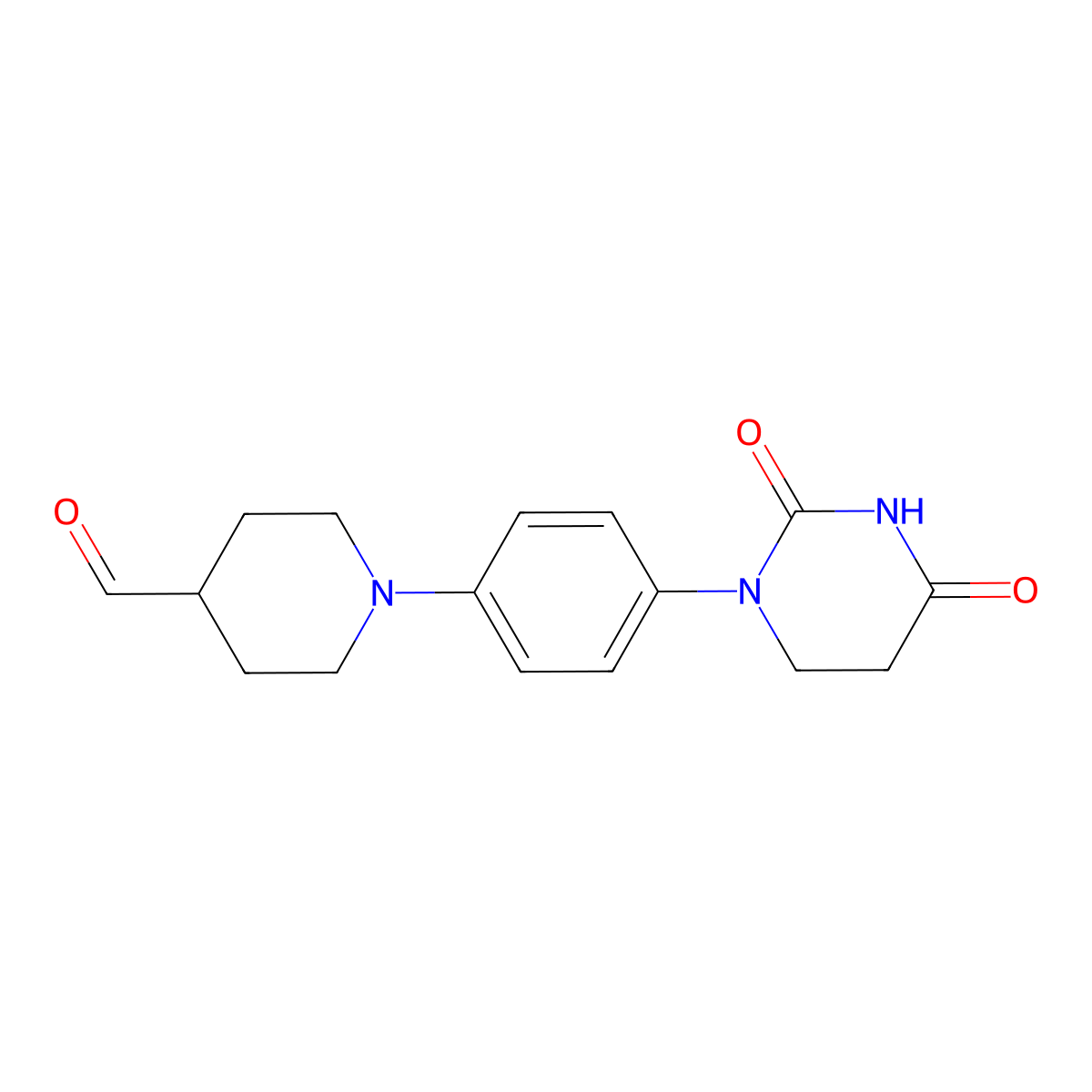 1-(4-(2,4-Dioxotetrahydropyrimidin-1(2H)-yl)phenyl)piperidine-4-carbaldehyde molecular structure, CAS 2703915-71-1