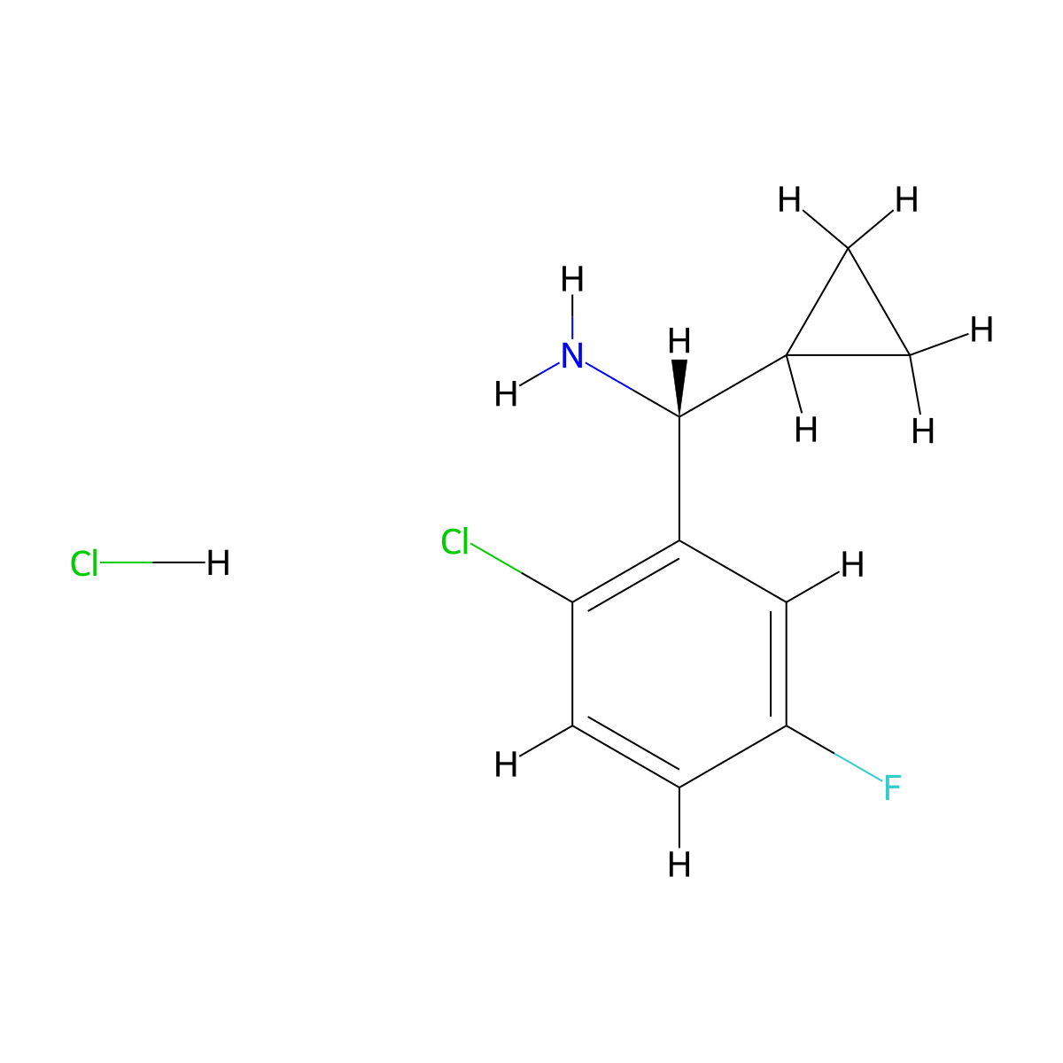 (1R)-1-(2-Chloro-5-fluorophenyl)-1-cyclopropylmethanamine hydrochloride molecular structure, CAS 2703941-84-6
