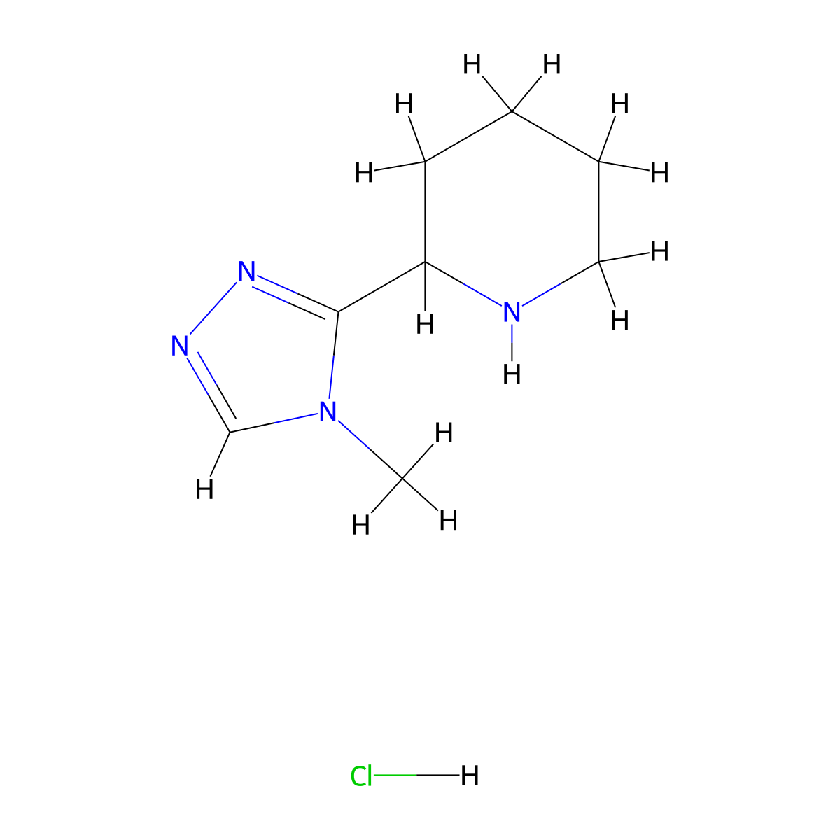 2-(4-methyl-4H-1,2,4-triazol-3-yl)piperidine hydrochloride molecular structure, CAS 2703966-07-6