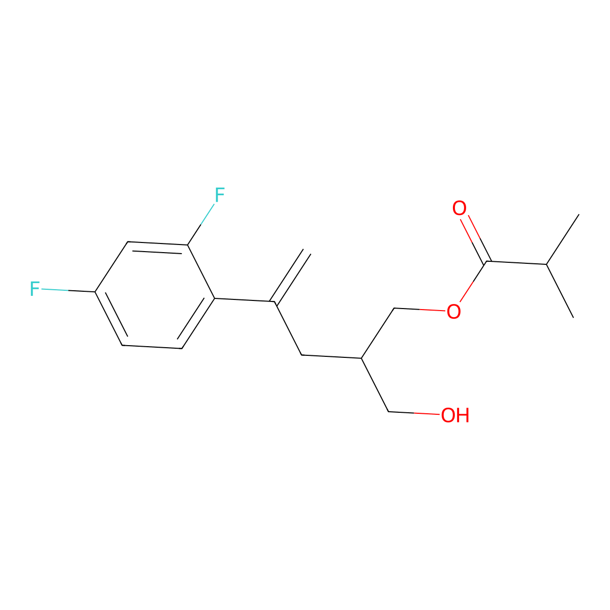 [4-(2,4-Difluorophenyl)-2-(hydroxymethyl)pent-4-enyl] 2-methylpropanoate molecular structure, CAS 2704029-25-2