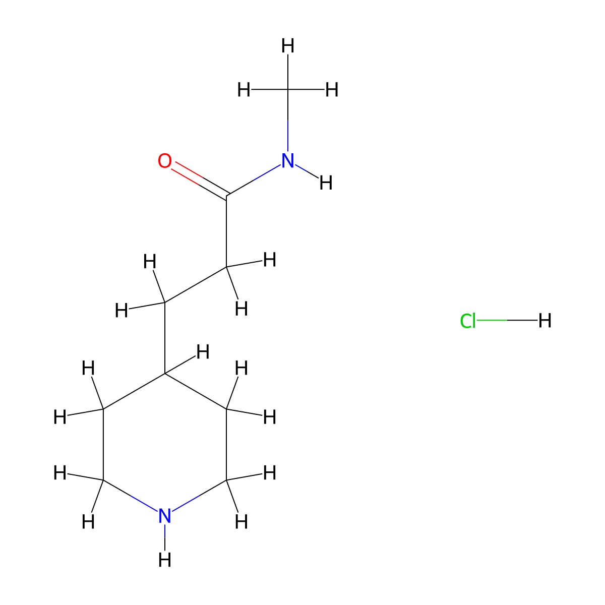 N-methyl-3-(piperidin-4-yl)propanamide hydrochloride molecular structure, CAS 2704166-03-8
