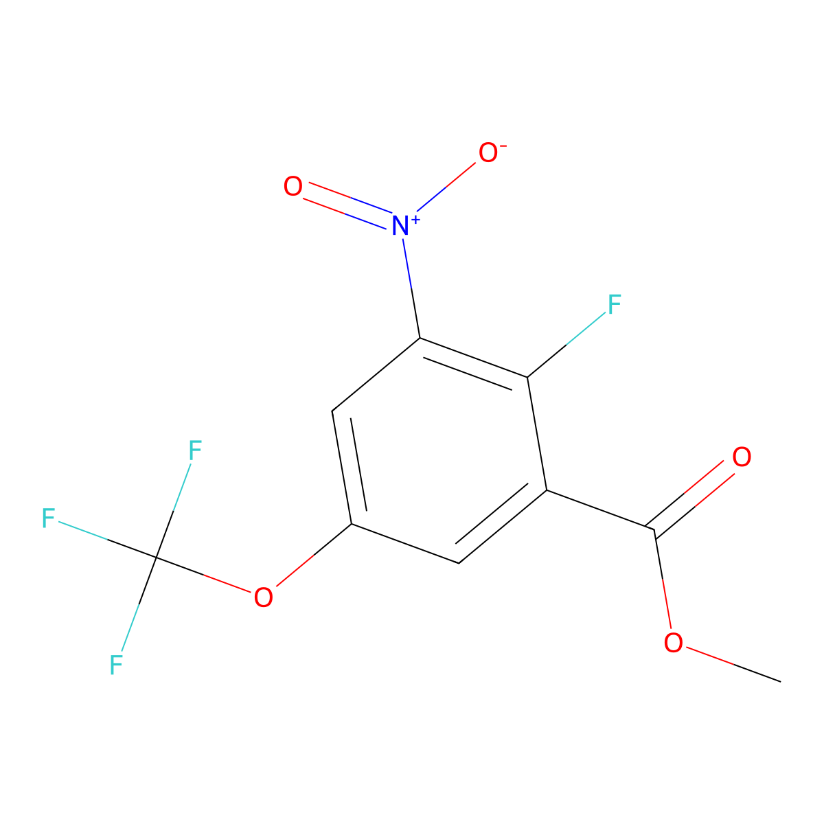Methyl2-fluoro-3-nitro-5-(trifluoromethoxy)benzoate molecular structure, CAS 2704169-56-0