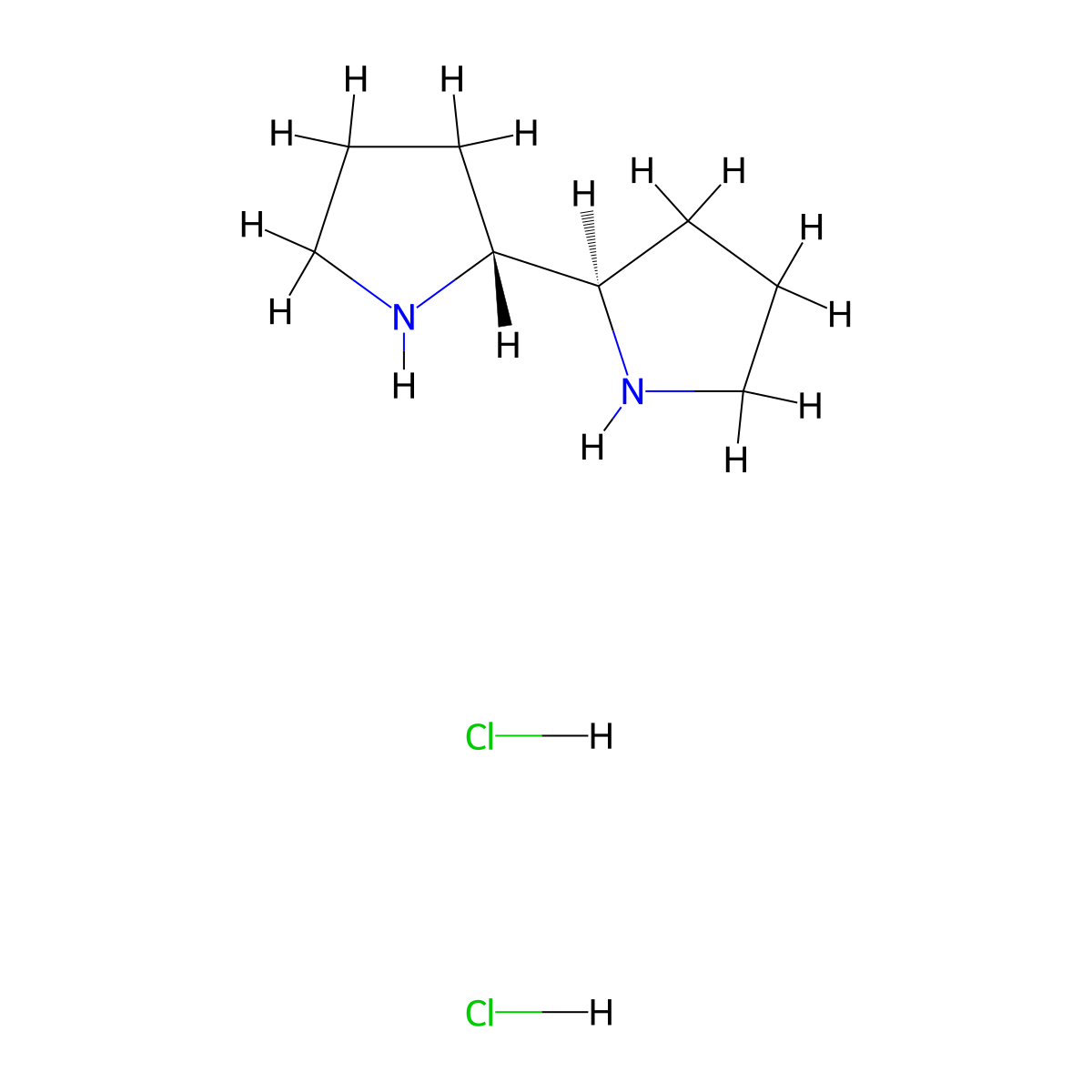 (2R)-2-[(2R)-pyrrolidin-2-yl]pyrrolidine;dihydrochloride molecular structure, CAS 2704188-21-4