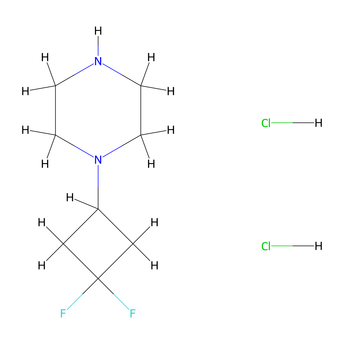 1-(3,3-Difluorocyclobutyl)piperazine dihydrochloride molecular structure, CAS 2704188-30-5