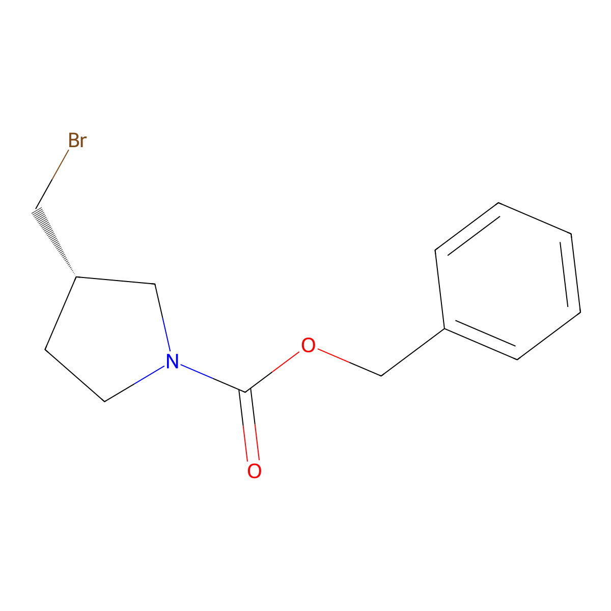 Benzyl (S)-3-(bromomethyl)pyrrolidine-1-carboxylate molecular structure, CAS 2704188-57-6